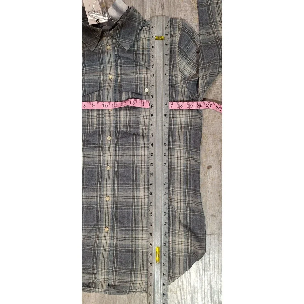 Lauren Ralph Lauren Gray Plaid Twill Button Down Shirt Women's Medium NWT